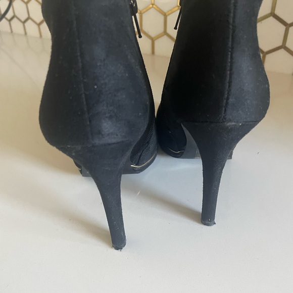 Ankle Faux Suede Stiletto Heel Zipper Boots Size 7.5 Goth Romantic Goth Grunge - Picture 5 of 13